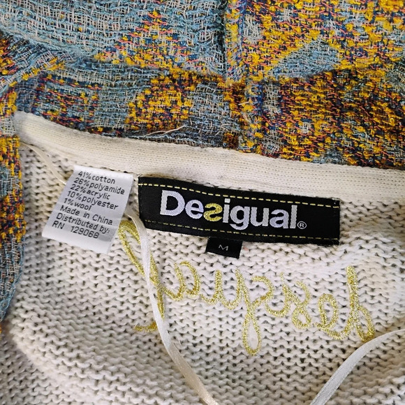 Desigual Drape Cardigan Womens Medium Aztec Southwestern Boho Open Front Artsy - Picture 10 of 16